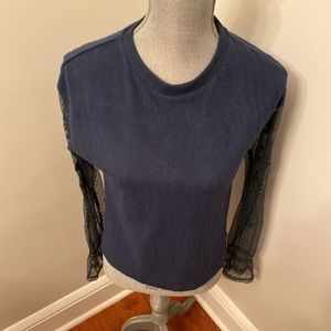 Cashmere feel sweater with embroidered sleeves